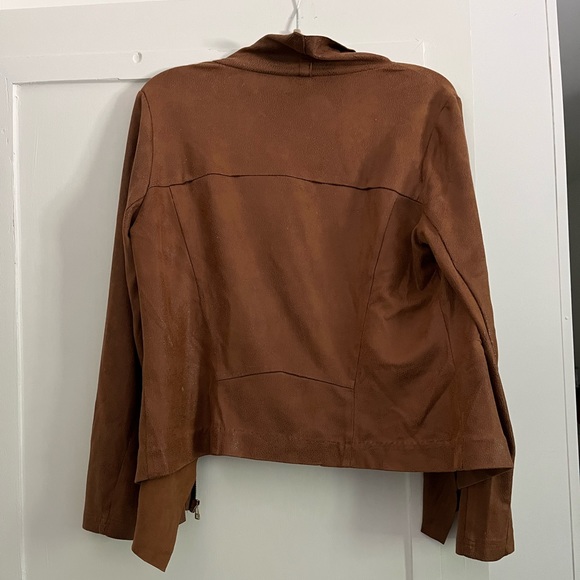 Soft, brown, faux leather moto jacket - Picture 4 of 4